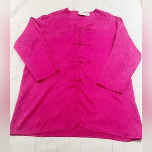 [Victorias secret] gold label vintage 100% silk paisley kimono sleek shirt Large